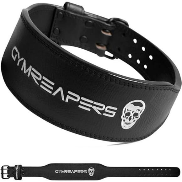 Leather weightlifting belt 4 inch gym workout squat deadlift back support men wo - Picture 7 of 7